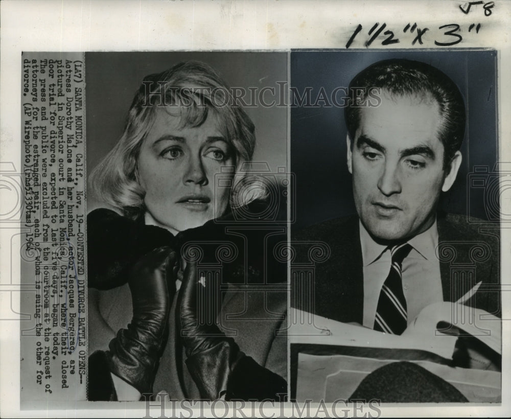 1964 Actors Dorothy Malone and Jacques Bergerac In Santa Monica - Historic Images