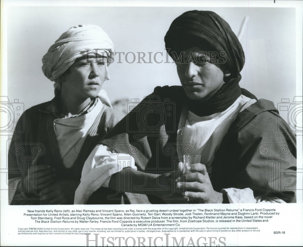 Press Photo Actors Kelly Reno and Vincent Spano In &quot;The Black Stallion Returns&quot; - Historic Images