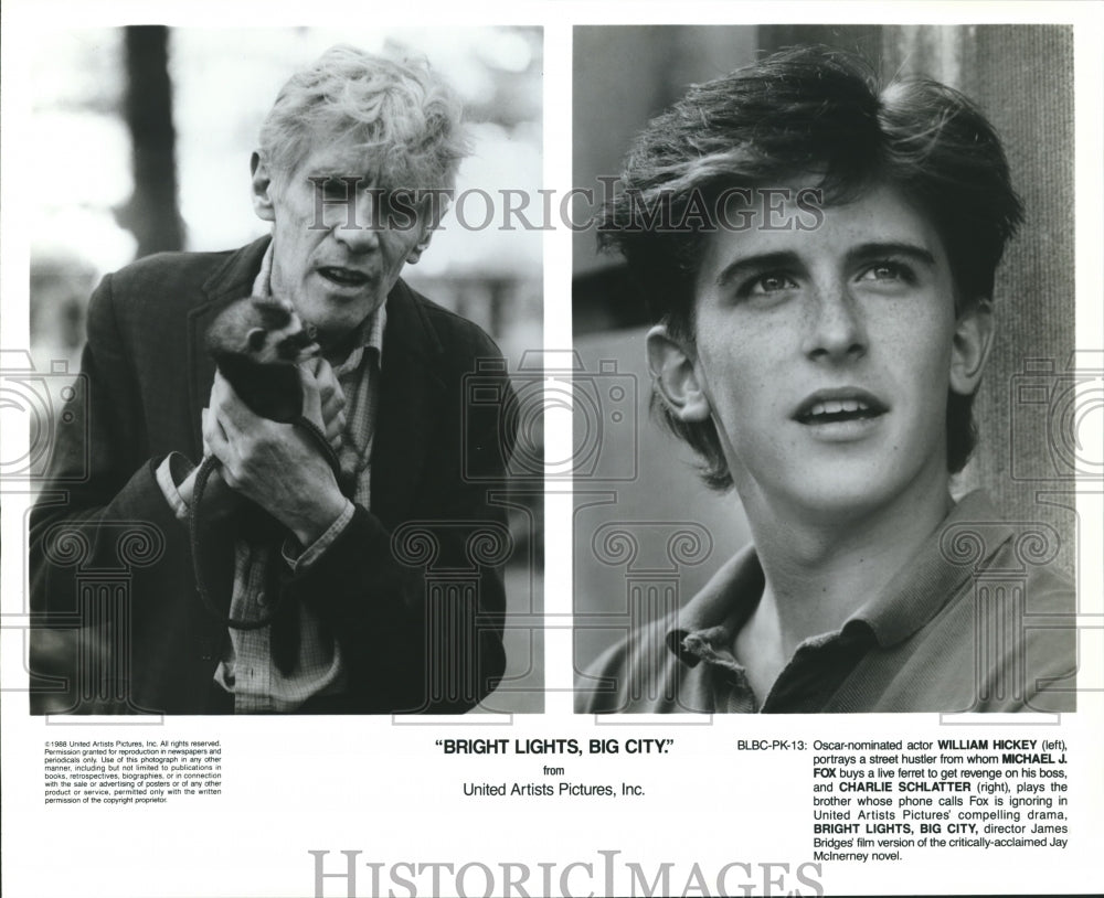 1986 William Hickey & Charlie Schlatter of "Bright Lights, Big City" - Historic Images