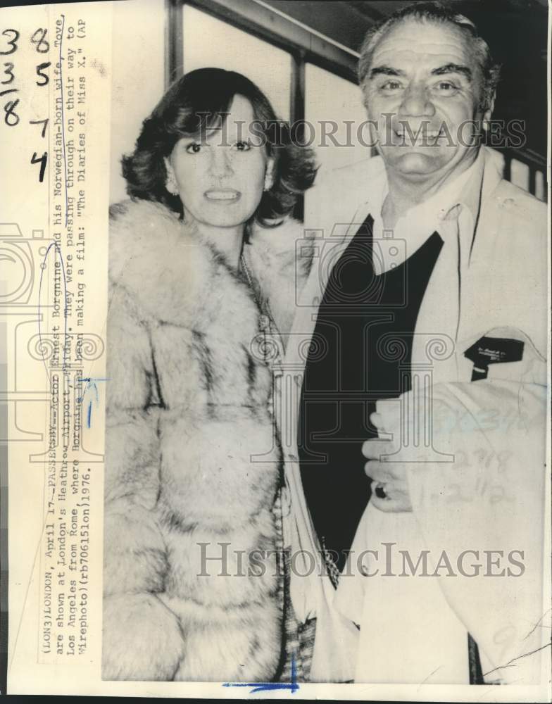 1976 Ernest Borgnine, American actor, with his wife, Tove, in London - Historic Images