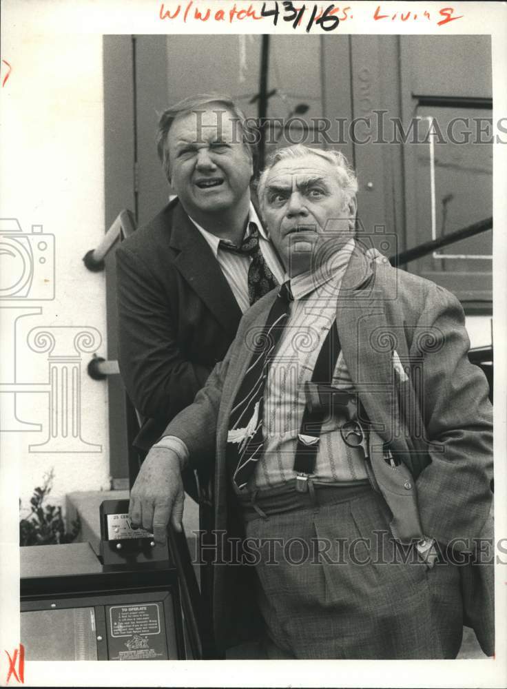 1985 Ernest Borgnine and Chuck McCann, co-actors in "Carpool" - Historic Images