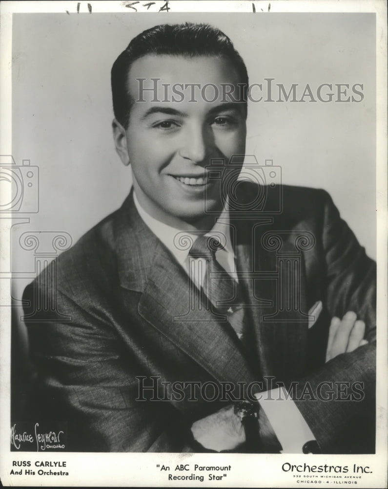 1957 Russ Carlyle and His Orchestra, ABC Paramount recording star. - Historic Images