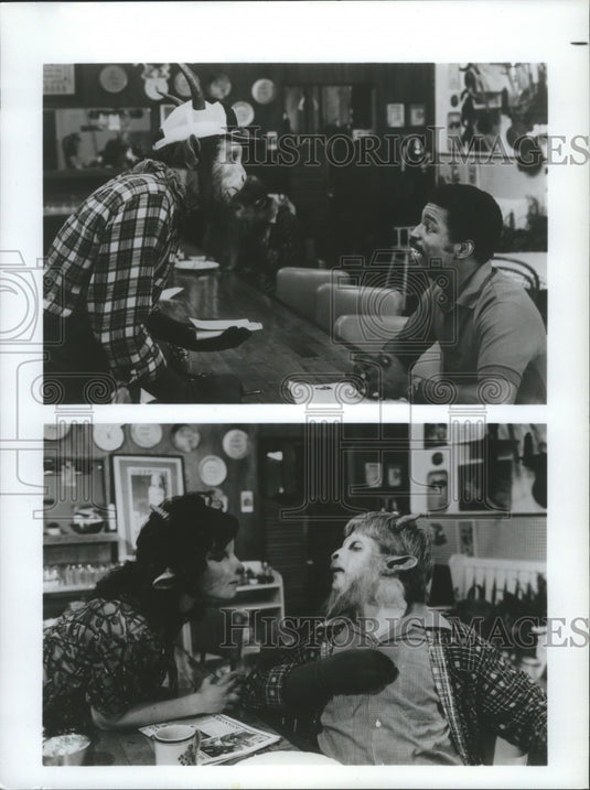 1983 Press Photo LeVar Burton of Reading Rainbow visits a "goats' coffee shop." - Historic Images