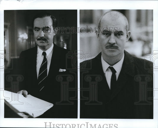 1986 Press Photo David Calder as Greville Wynne, shown before & after capture-Historic Images