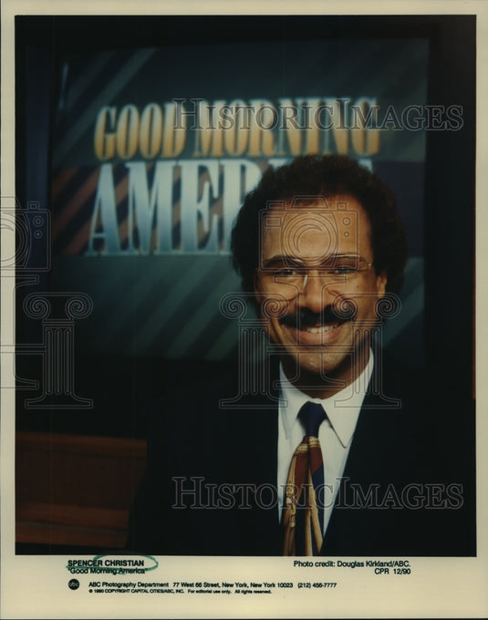 1990 Press Photo Spencer Christian, "Good Morning America," host on ABC/TV - Historic Images