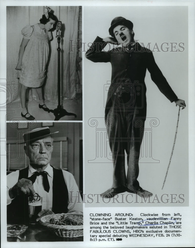 1982 Charlie Chaplin, Buster Keaton & Fanny Brice featured on HBO. - Historic Images