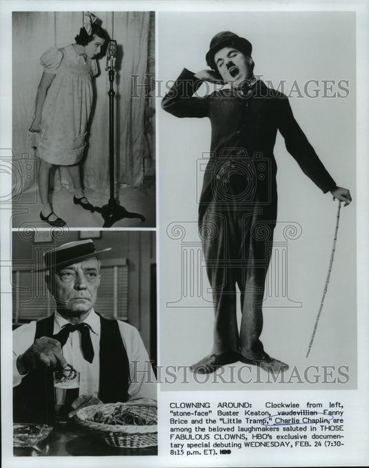 1982 Charlie Chaplin, Buster Keaton & Fanny Brice featured on HBO. - Historic Images