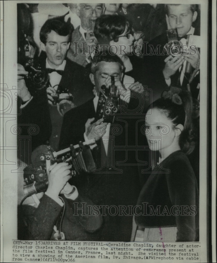 1966 Geraldine Chaplin arrives at the Cannes Film Festival in France - Historic Images