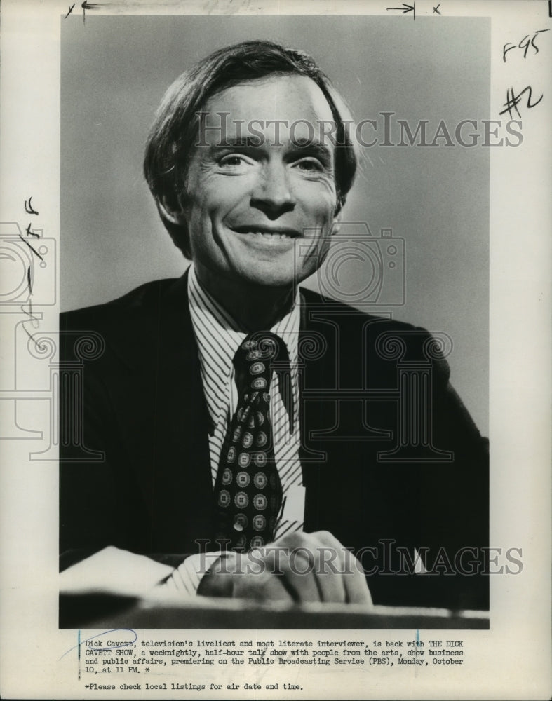 1977 Dick Cavett, host of The Dick Cavett Show, on PBS. - Historic Images