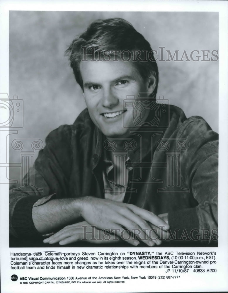 1987 &quot;Dynasty&quot; - Jack Coleman as Steven Carrington on ABC Show - Historic Images