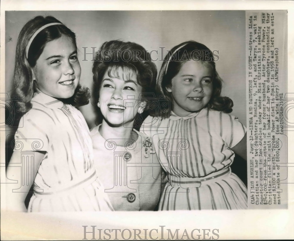 1961 Linda Christian and two daughters in Los Angeles Superior Court - Historic Images