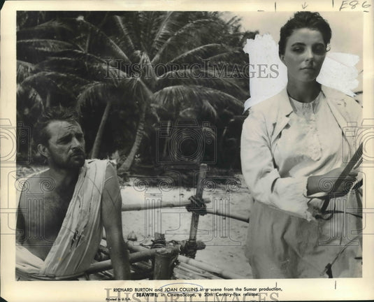1957 Press Photo Richard Burton and Joan Collins star in "Seawife." - Historic Images