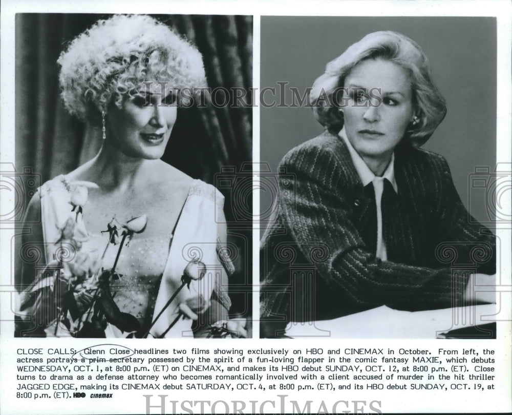 1986 Actor Glen Close headlines "Maxie" & "Jagged Edge." - Historic Images