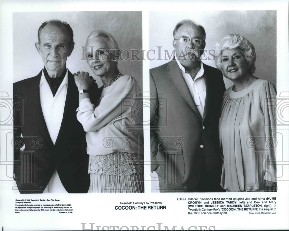 1988 Press Photo Hume Cronyn&amp; Jessica Tandy &amp; Wilford Brimley&amp; Maureen Stapleton - Historic Images