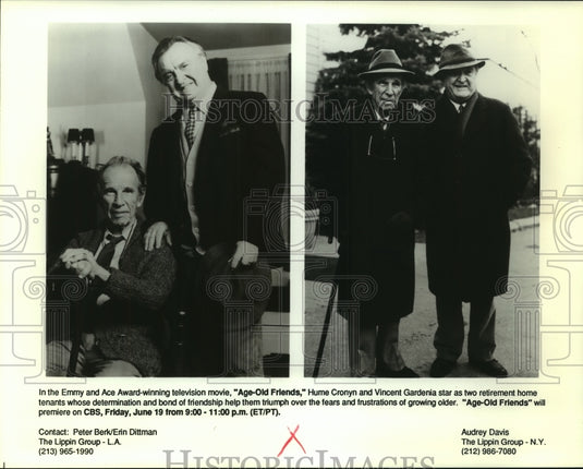 1992 Press Photo Hume Cronyn and Vincent Gardenia star in Age Old Friends. - Historic Images