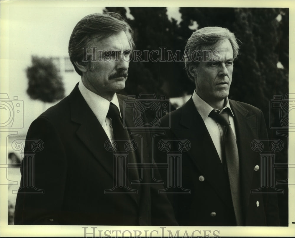 1979 Dennis Weaver and Robert Culp in A Cry for Justice, on NBC. - Historic Images