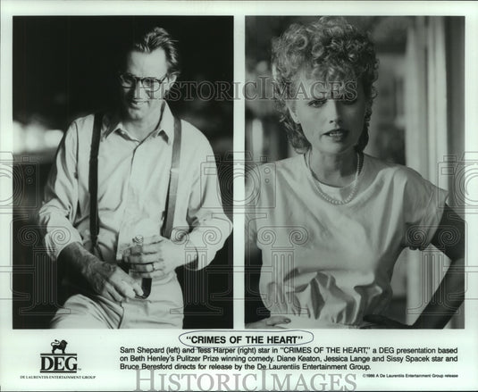 1986 Press Photo Sam Shepard and Tess Harper star in Crimes of the Heart.-Historic Images