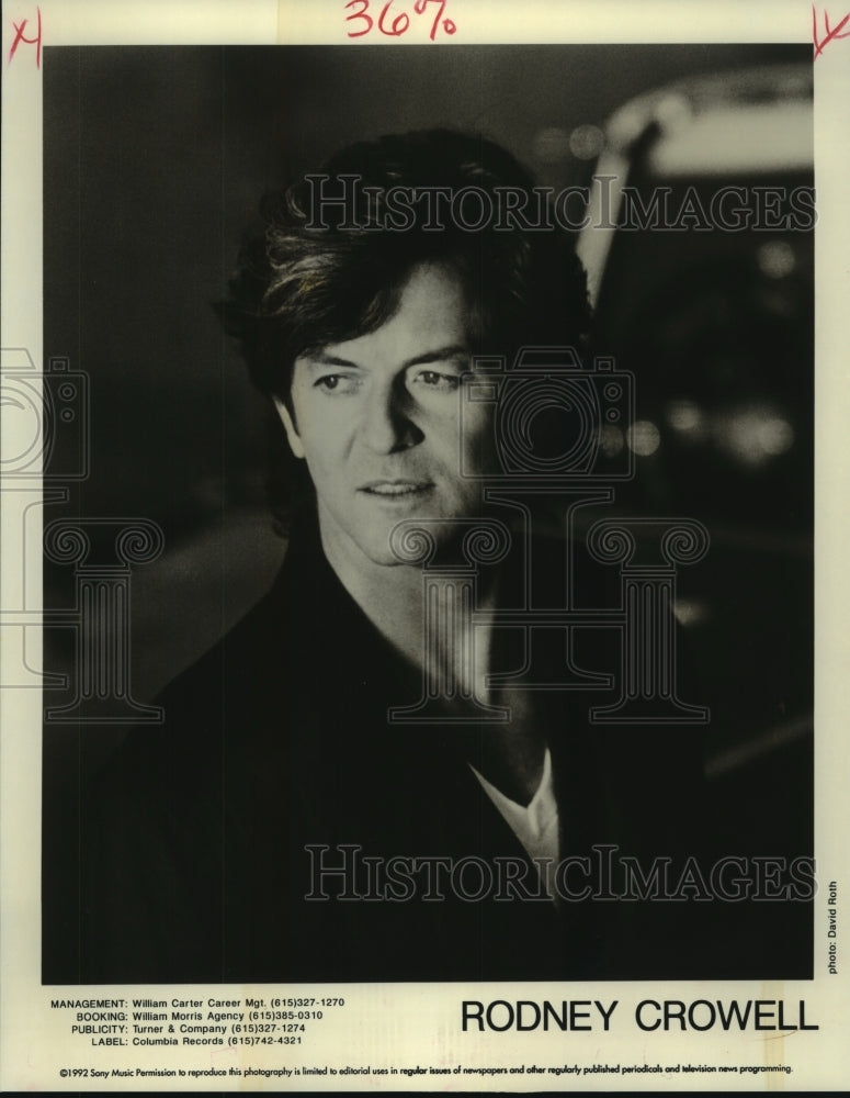 1992 Press Photo Rodney Crowell - Historic Images