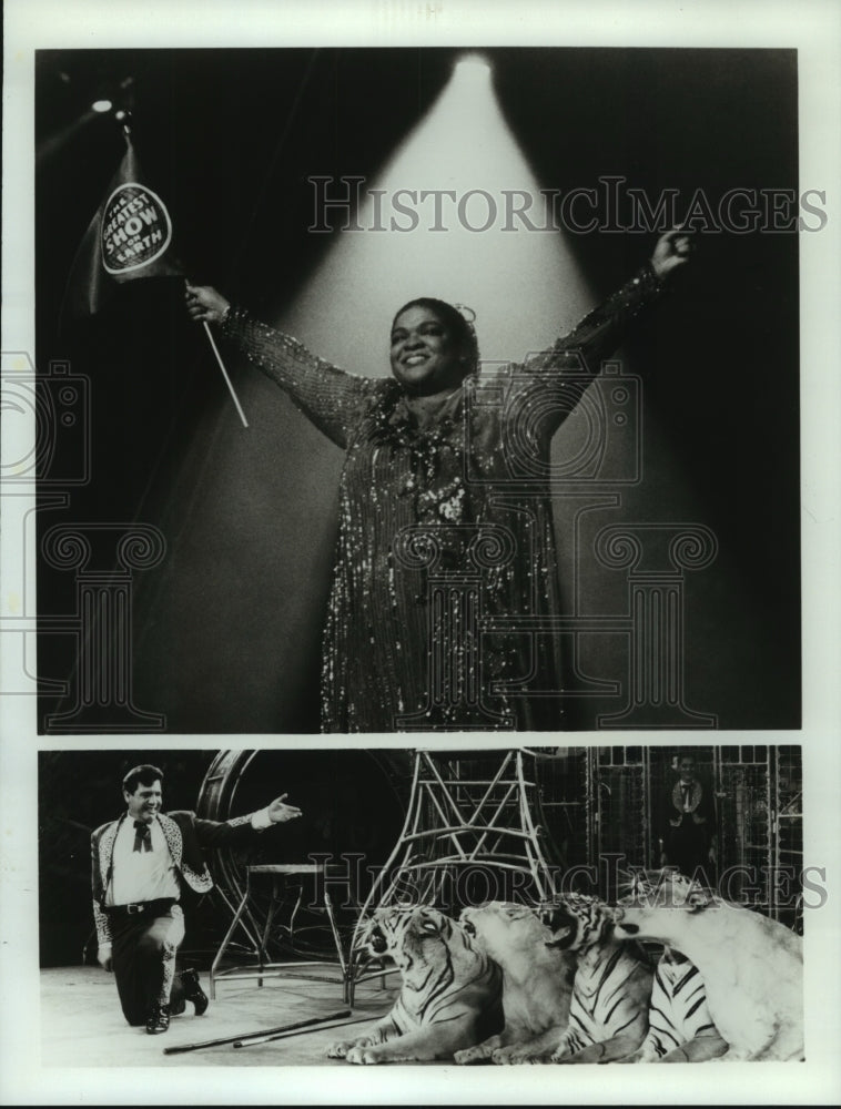 1990 Press Photo Nell Carter on 120th Ringling Bros. Barnum &amp; Bailey Circus. - Historic Images