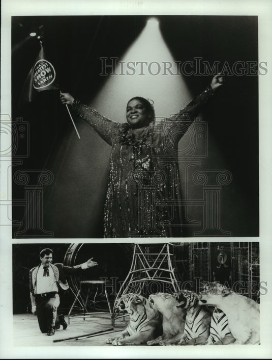 1990 Press Photo Nell Carter on 120th Ringling Bros. Barnum & Bailey Circus. - Historic Images