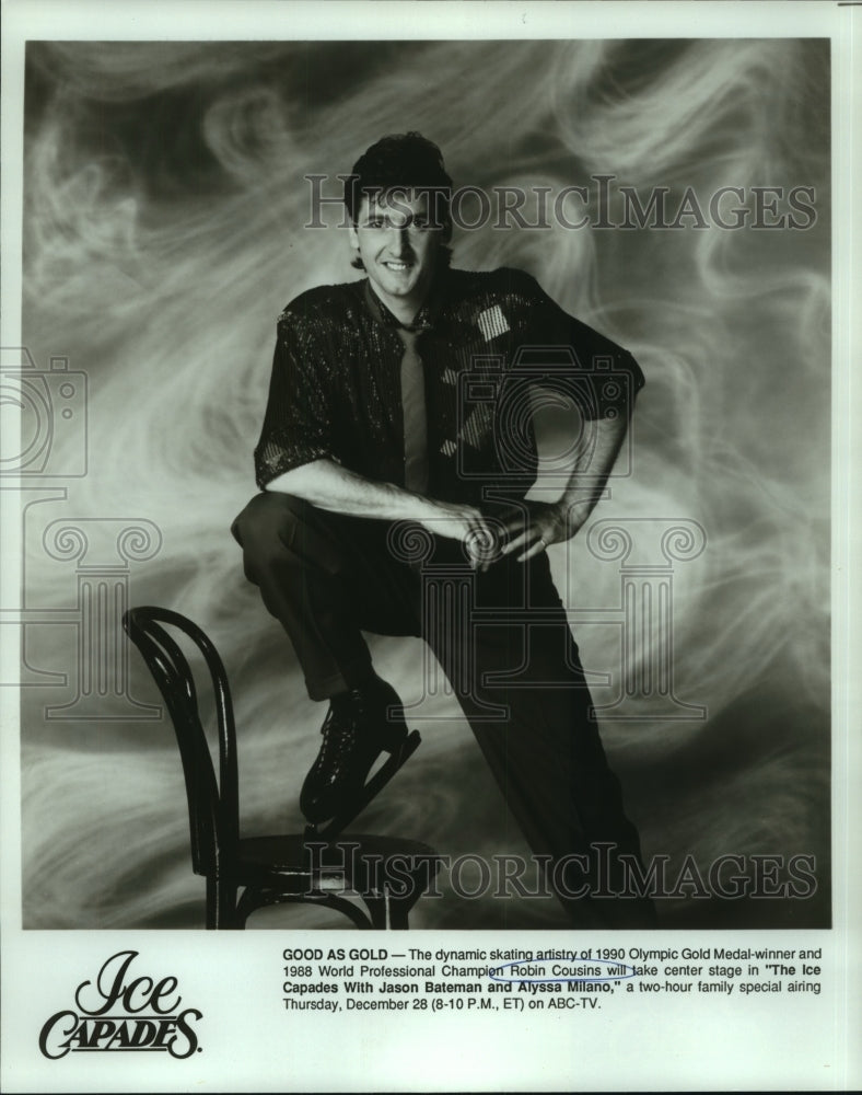 1990 Press Photo Figure Skater Robin Cousins for &quot;The Ice Capades&quot; TV Special - Historic Images