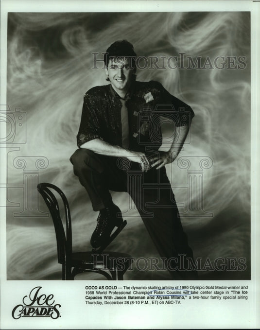 1990 Press Photo Figure Skater Robin Cousins for "The Ice Capades" TV Special - Historic Images