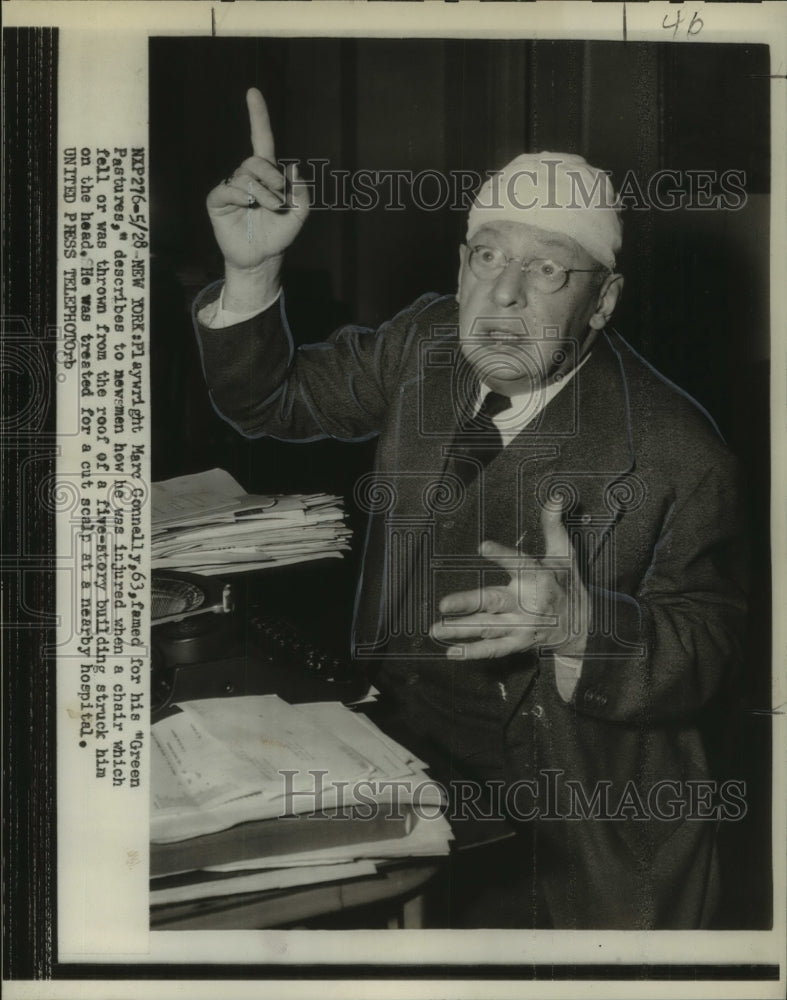 1954 Playwright Marc Connelly Interviewed About Head Injury New York - Historic Images