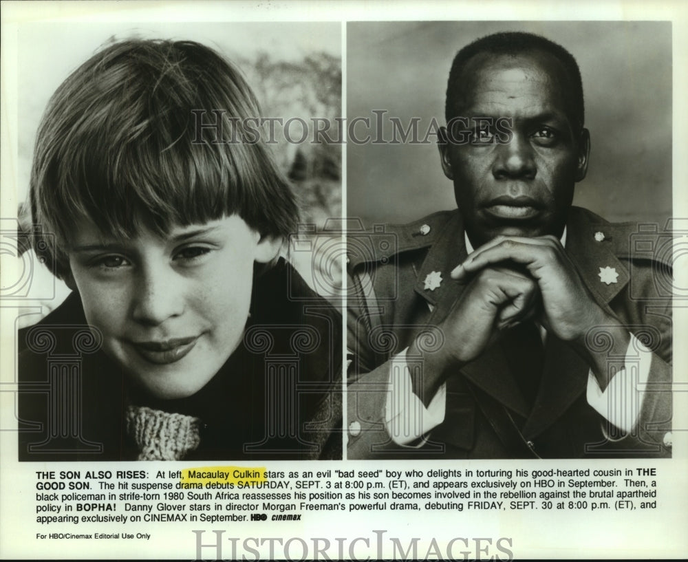 1995 Macaulay Culkin in The Good Son, and Danny Glover in Bopha! - Historic Images