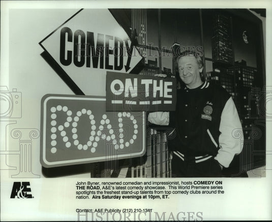 1994 Press Photo Comedian John Byner hosts Comedy on the Road, A&E Network. - Historic Images