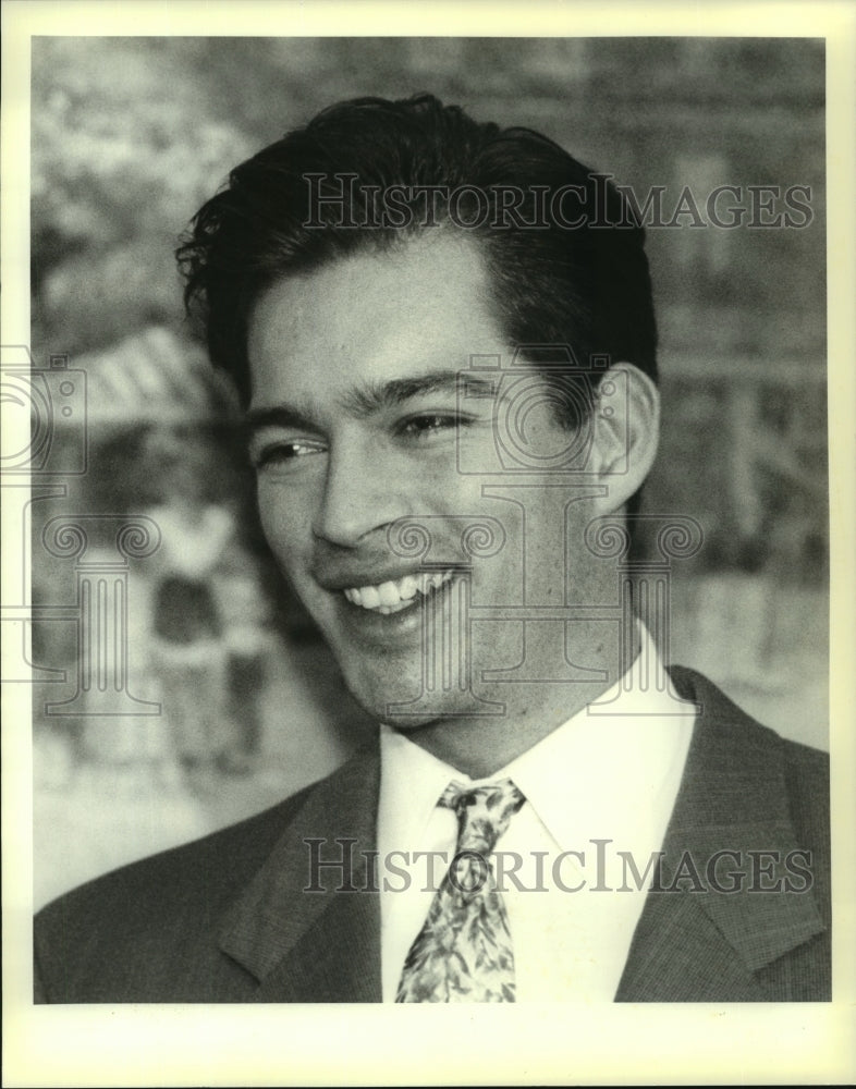 1991 Press Photo Mug of Harry Connick, Jr. during press conference - nop18718-Historic Images