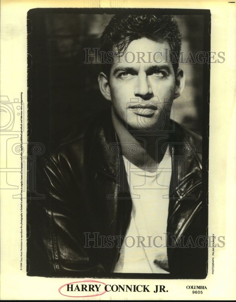 1996 Harry Connick, Jr., in a leather jacket - Historic Images