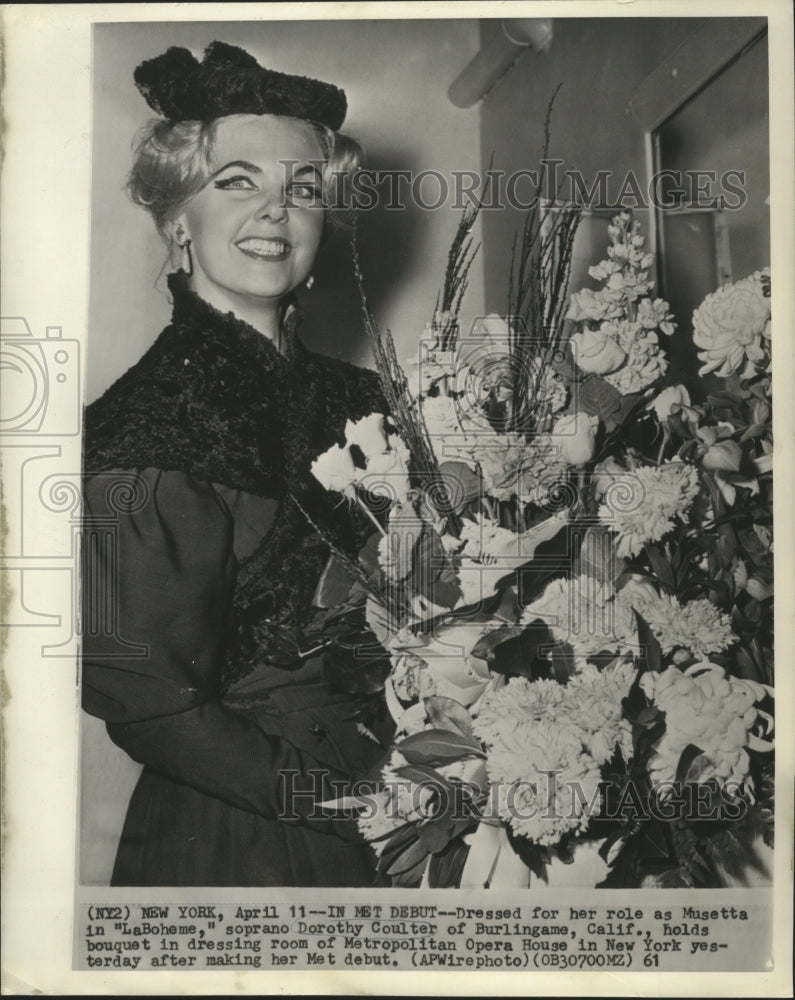 1961 Press Photo Metropolitan Opera - Dorothy Coulter, Soprano in &quot;LaBoheme&quot;-Historic Images