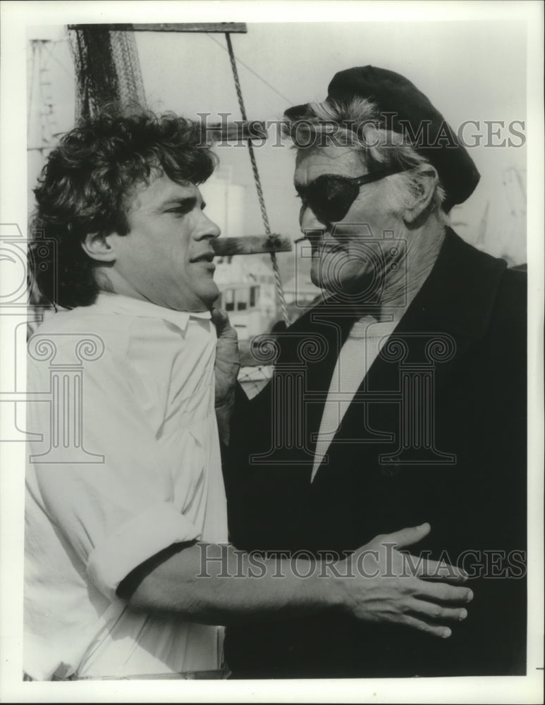 1987 Press Photo Chuck Connors and John J. York star on Werewolf, on Fox.- Historic Images