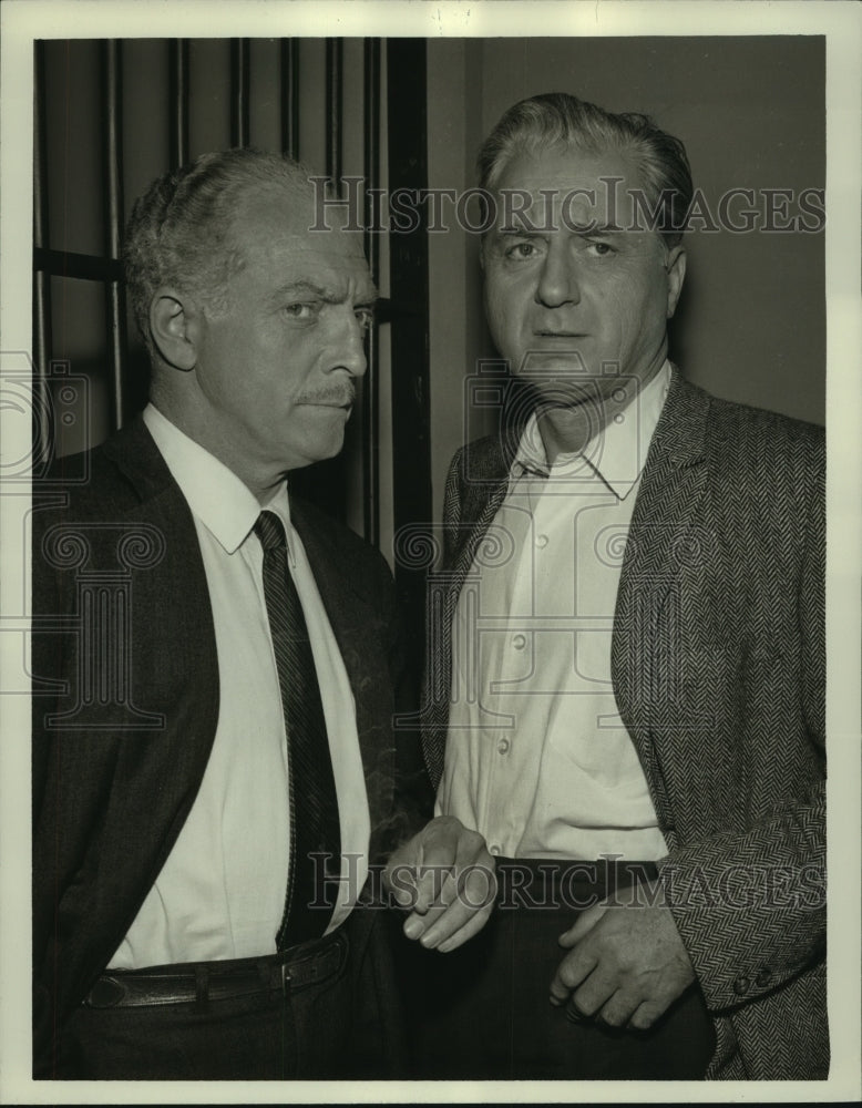 1962 Everett Sloane &amp; Claude Dauphin in The Problem in Cell 13. - Historic Images