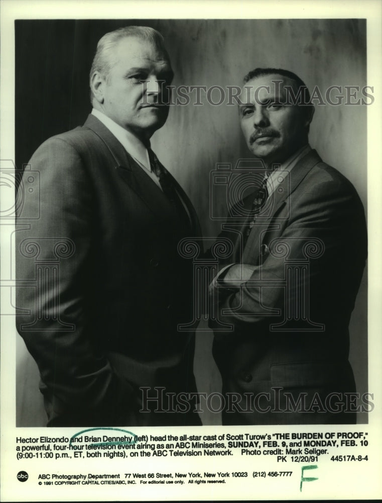 1991 Hector Elizondo & Brian Dennehy in "The Burden of Proof," ABC - Historic Images