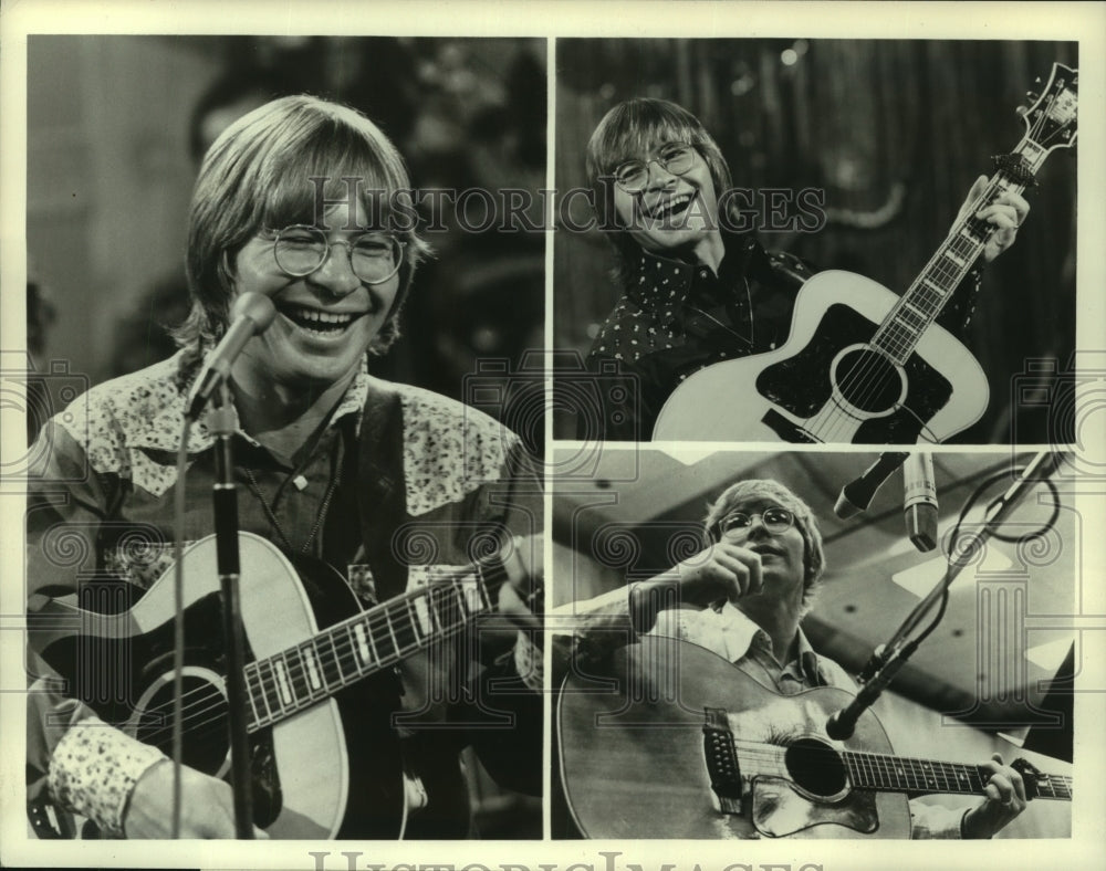 1974 Press Photo John Denver performs on The John Denver Show, on ABC. - Historic Images