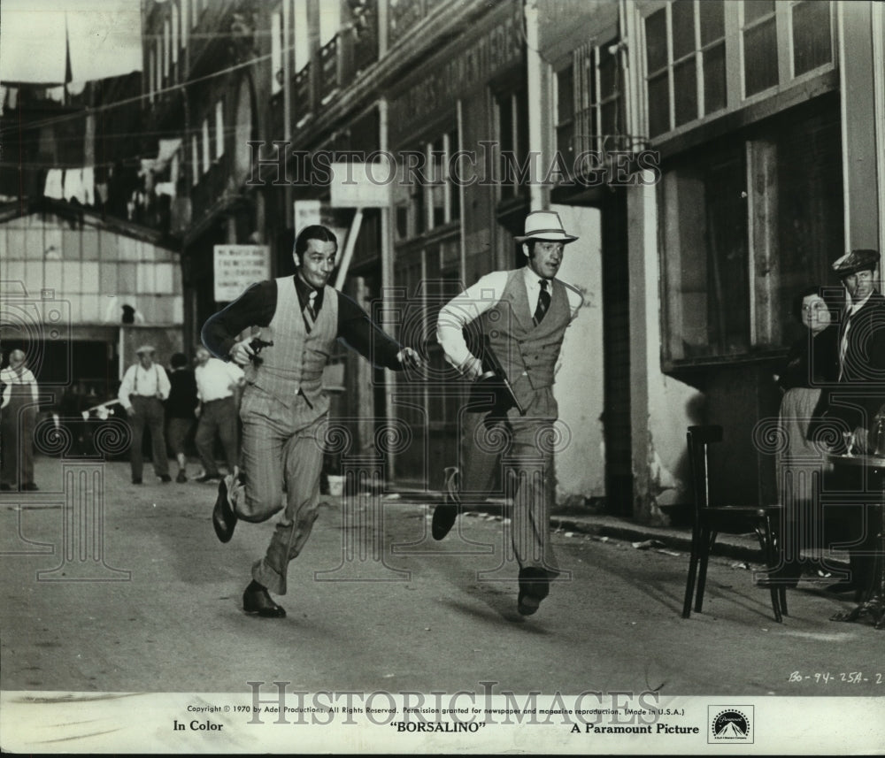 1970 Alain Delon and Jean-Paul Belmondo star in &quot;Borsalino.&quot; - Historic Images