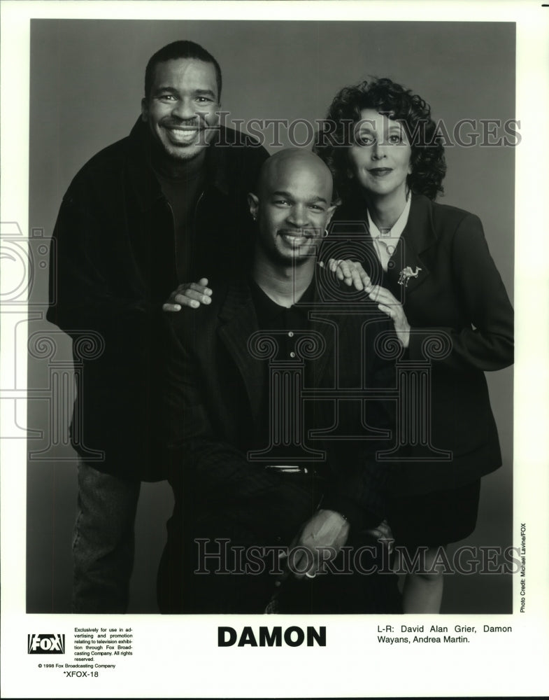 1998 Press Photo David Alan Grier, Damon Wayans &amp; Andrea Martin on Damon, on Fox - Historic Images