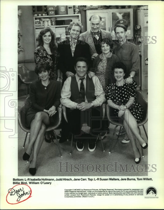 1991 Press Photo Isabella Hofmann, Judd Hirsch and cast of Dear John. - Historic Images