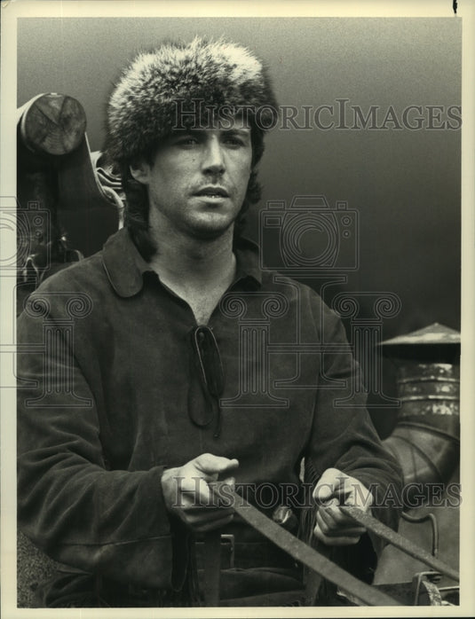 1989 Press Photo Tim Dunigan in Davy Crockett: Warrior's Farewell, on NBC. - Historic Images
