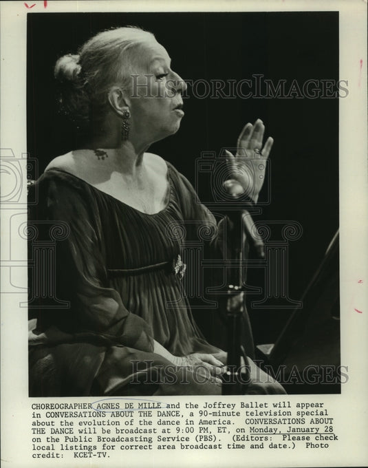1980 Press Photo Choreographer Agnes de Mille on Conversations About the Dance.-Historic Images