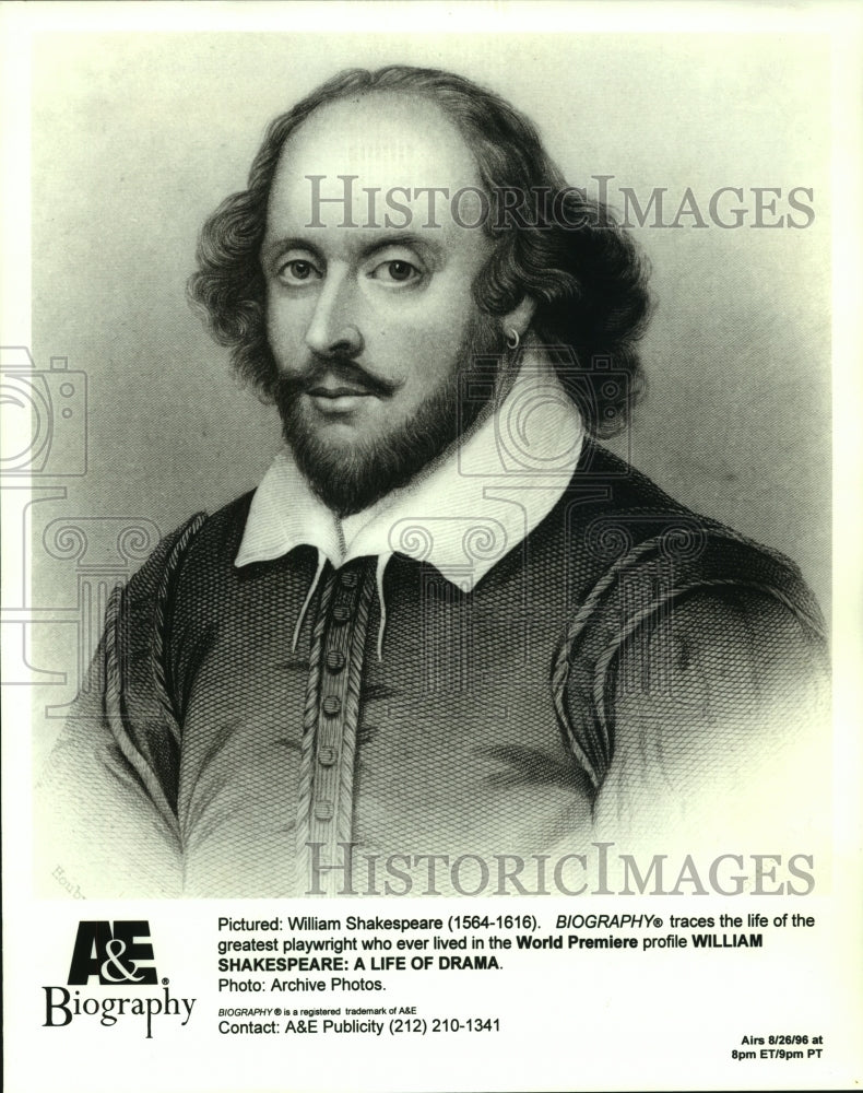 1996 Press Photo William Shakespeare: A Life Of Drama on A&amp;E Biography - Historic Images