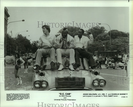 1983 Press Photo Adam Baldwin, Mr. T and Charlie Barnett in "D.C. Cab"-Historic Images