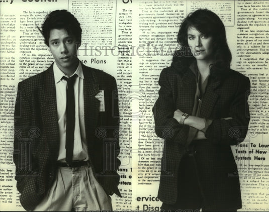 1987 Dean Devlin and Wendy Crewson star in "Hard Copy" on CBS - Historic Images