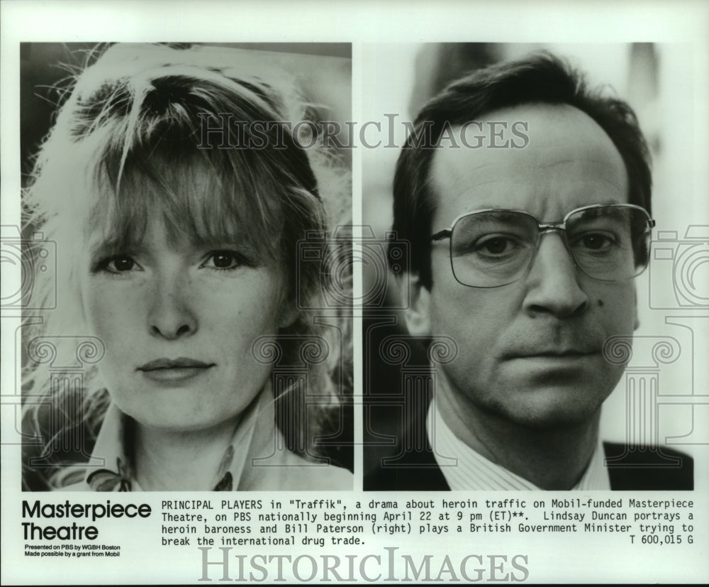 1990 Press Photo Lindsay Duncan and Bill Paterson star in Traffik, on PBS. - Historic Images