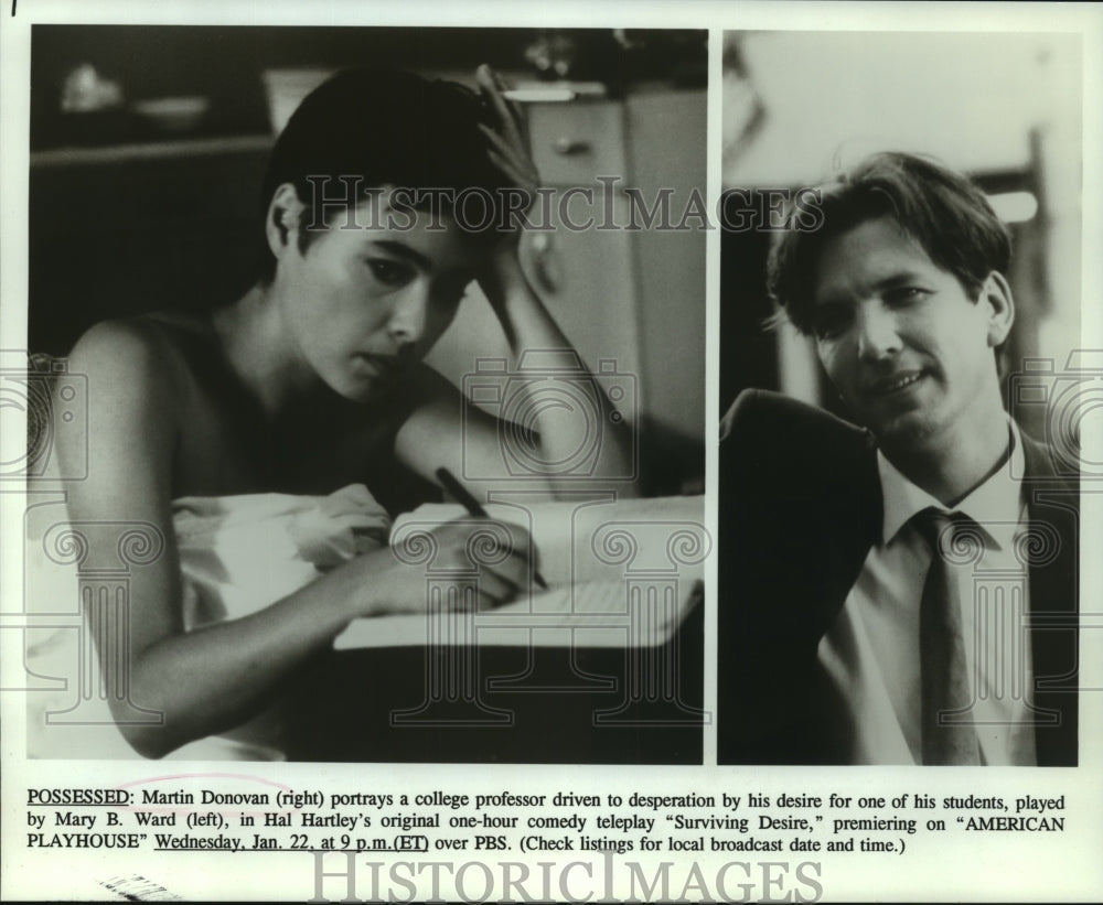 1992 Press Photo Martin Donovan and Mary B. Ward in Surviving Desire, on PBS. - Historic Images