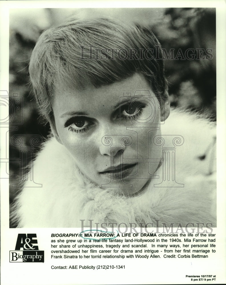 1997 Biography: Mia Farrow: A Life Of Drama featured on A&amp;E - Historic Images