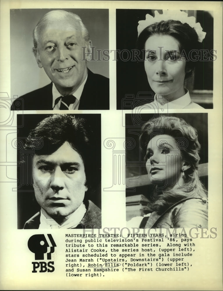 1986 Press Photo Four stars of "Masterpiece Theatre: Fifteen Years" - nop23626-Historic Images