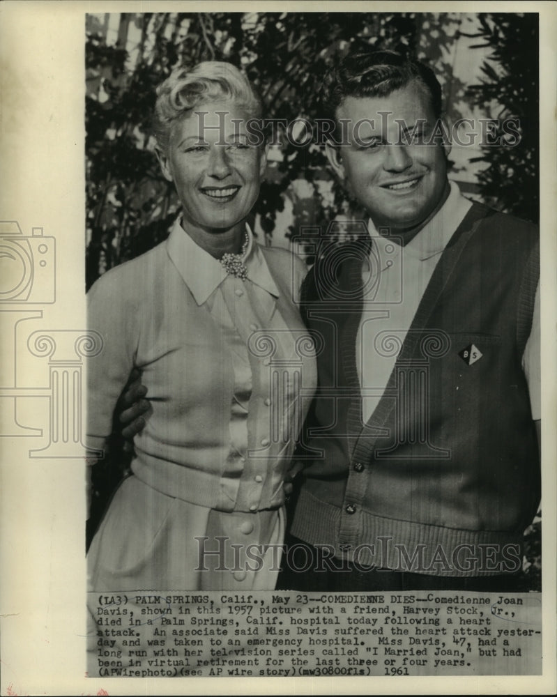 1957 Comedian Joan Davis with Friend Harvey Stock, Jr. - Historic Images