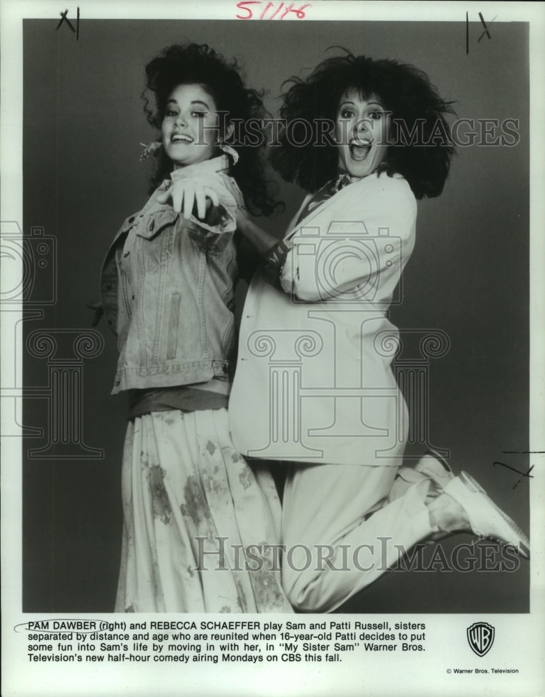 1986 Pam Dawber, Rebecca Schaeffer in "My Sister Sam" on CBS - Historic Images